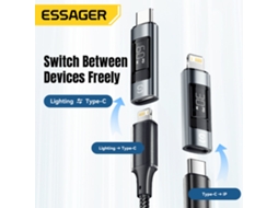 Adaptador Conversor De Ecr? Digital Essager Es-otg25 30w/60w Ip Macho Para Tipo-c Fêmea / Tipo-c Macho Para Ip Fêmea Para Telemóveis