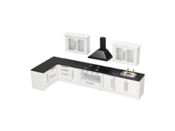 Primerox conjunto de Cozinha Moderna Miniatura 1:12 para Casinha de Bonecas com 7 Armários e Torneiras