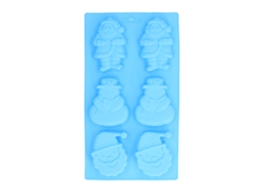 Forma de silicone para bolo, 6 cavidades, livre de BPA, estampa fofa de Papai Noel e boneco de neve.