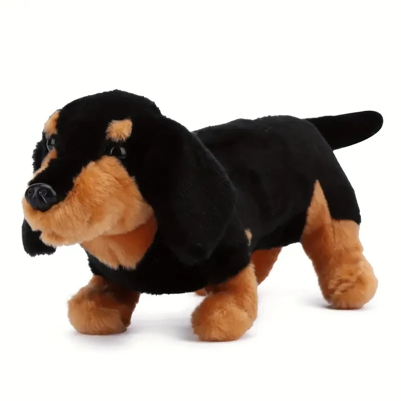 Brinquedo de Pelúcia Realista de Dachshund MDUG (preto, 25 Cm)