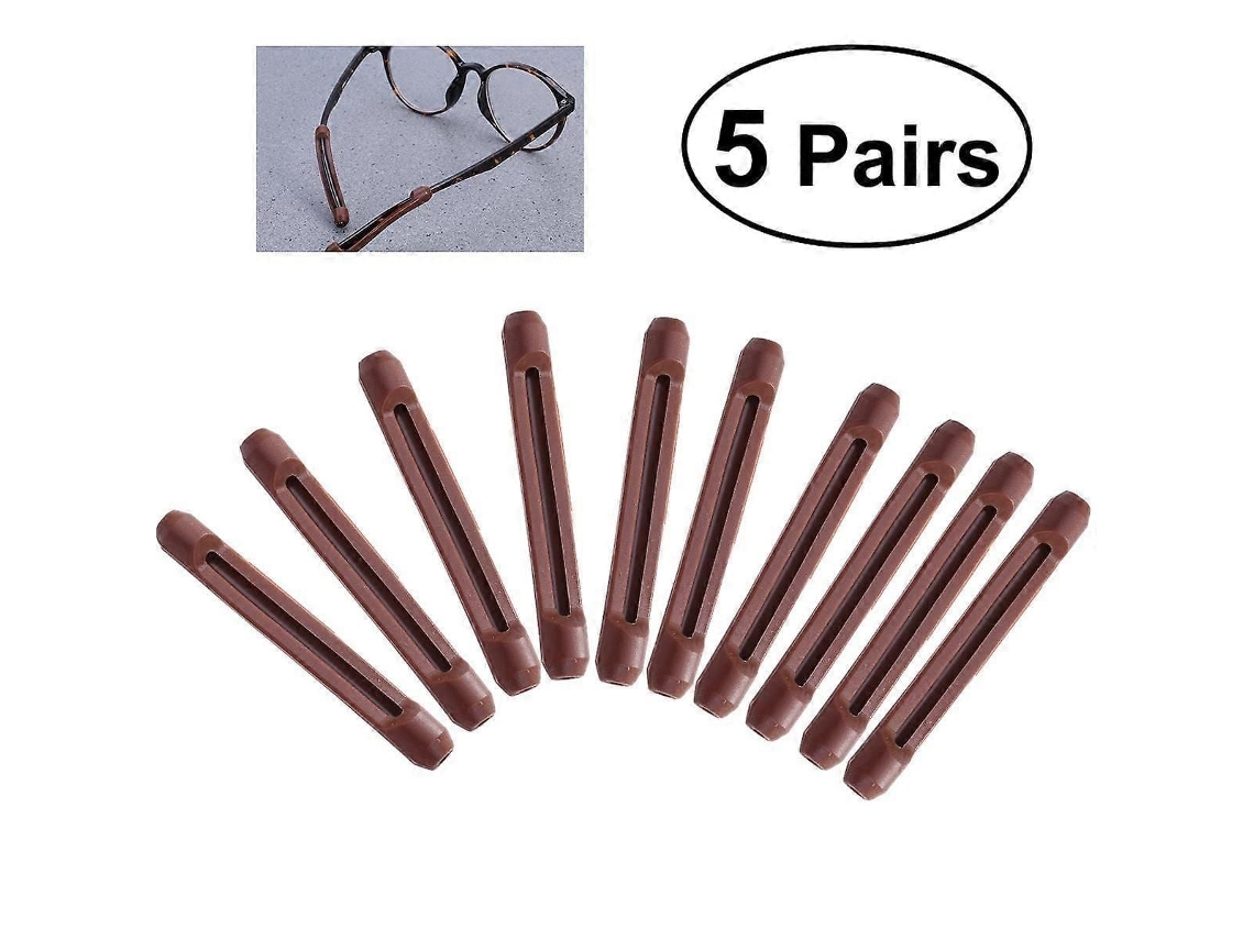 5 Pares de Ganchos Anti auriculares Silicone Confortáveis ​​para Óculos Sol GOKOCO (marrom)