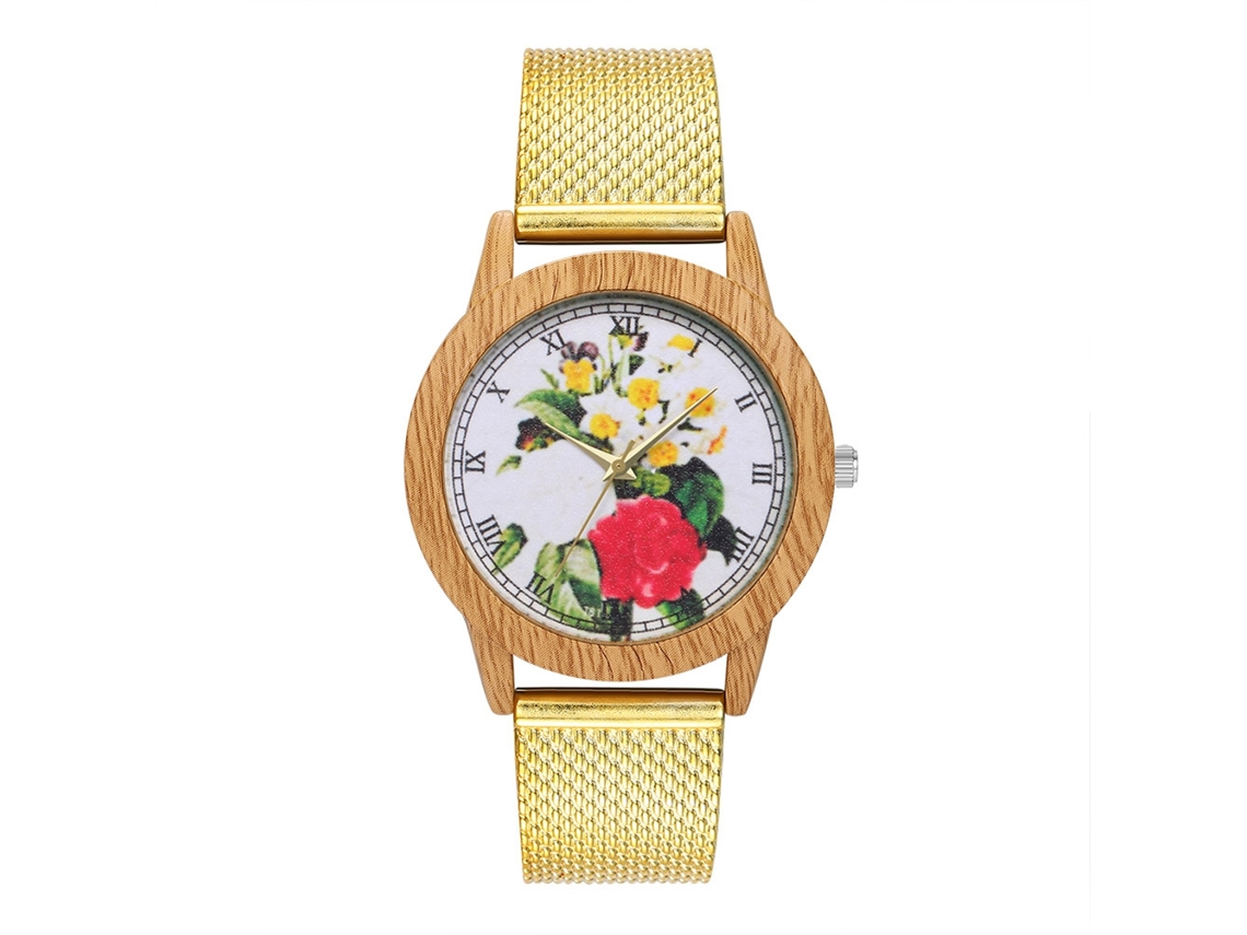 Relógio feminino Zhoulianfa T81-f Gold Business Quartz com pulseira de silicone.