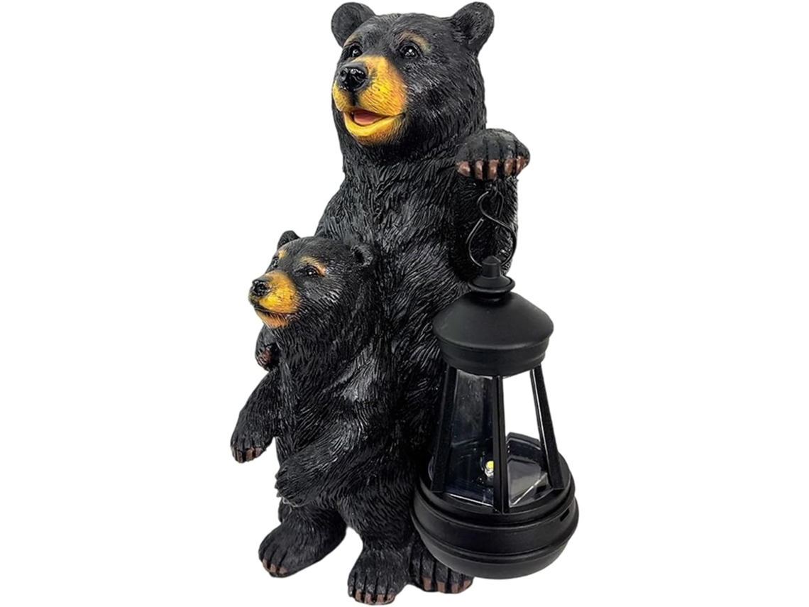 Luminária Solar Externa, Urso Iluminado Para Jardim, Estatueta De Animal, Luminária Decorativa Externa.