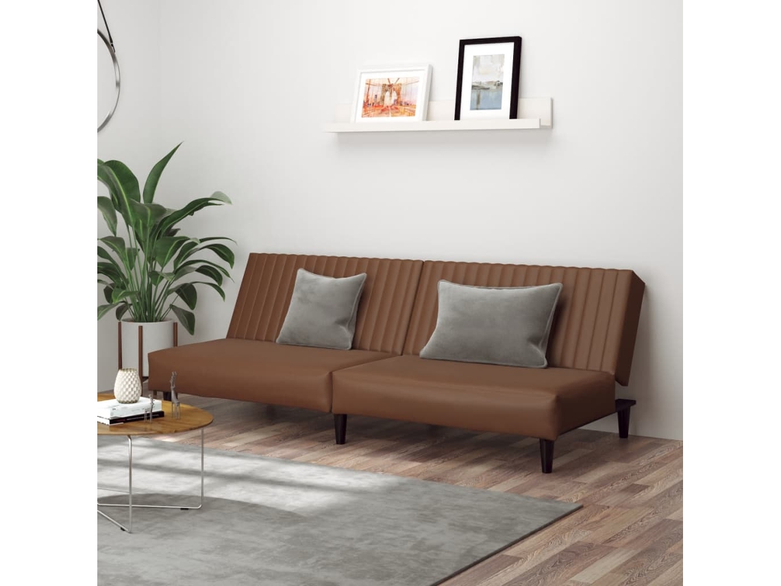 Vidaxl Sofá-cama De 2 Lugares Couro Artificial Castanho