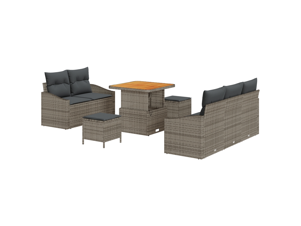 Conjunto 8 Móveis De Jardim Vidaxl Cinzento Vime Pe (80 X 80 X 71 Cm)