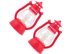 Conjunto de 2 Luminárias Decorativas Retrô Vermelhas de Plástico com Alça para Iluminação Externa. SFUSHOS