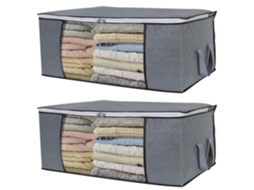 Saco Para Guardar Lençóis, Edredons E Roupas 60x43x35cm Cinza Pacote Com 2