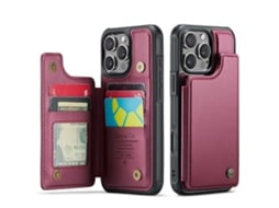 Capa Para Celular Flip Com Compartimento Para Cartõesvermelho - Iphone 16 Pro Max
