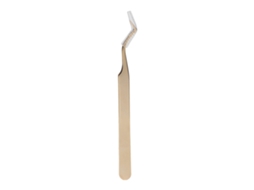 Pinça De Cílios Extensos De Aço Inoxidável Precision S Curved Dourada Profissional