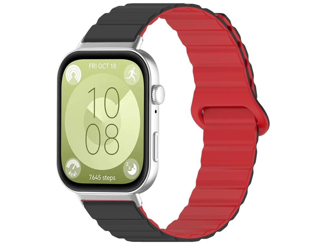 Bracelete para Huawei Watch Fit 4 Pro / Fit 4 / Fit 3 Silicone Magnético Brilhante Preto e Vermelho XIAOMOYU