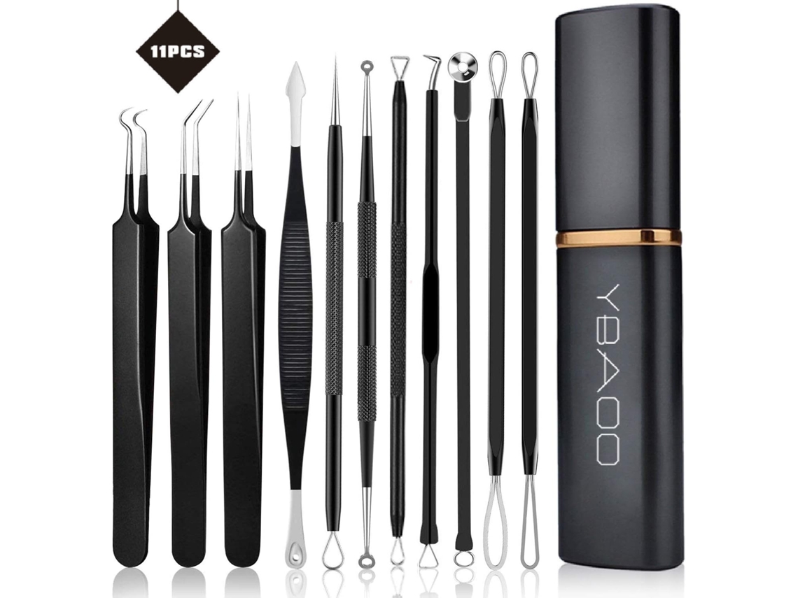 Kit Profissional Para Remoção De Cravos 11 Peças, Ferramentas Para Espetar Espinhas, Tratamento De Cravos, Espinhas E Pontos Brancos Em Estojo De Meta