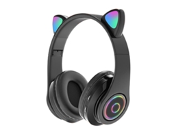 Auriculares Bluetooth con Orejas de Gato, Estéreo Ajustable, Recargables y con Luces, Niños | S/MARCA