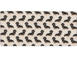 Mousepad Grande para Computador com Estampa de Cachorro Dachshund, Base Borracha Antiderrapante, 40 X 90 Cm