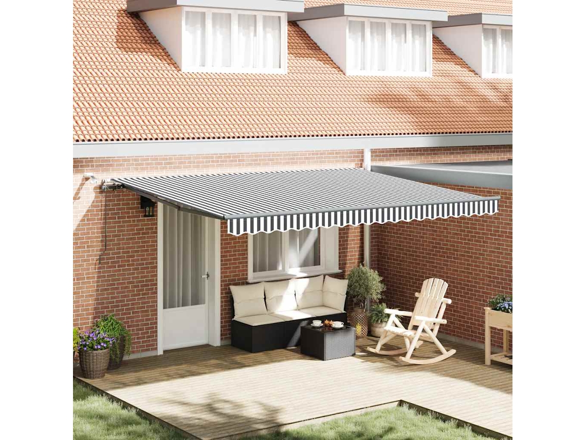 Vidaxl Toldo Retrátil Automático Com Leds 450x300 Cm Antracite/branco