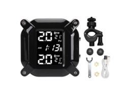 Mali sistema de Monitoramento de Pressão de Pneus Tpms Sem Fio para Moto com 2 Sensores Externos e Tela Lcd Digital