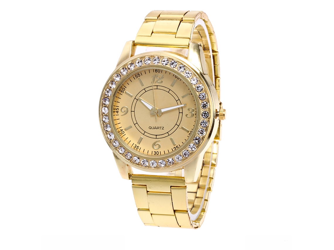Reloj De Cuarzo Unisex Con Correa De Acero Zhoulianfa Casual Dorado