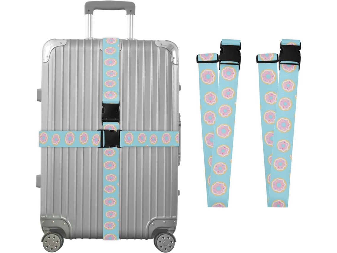 Conjunto De 2 Cintas Bagagem Ajustáveis Em Poliéster Azul Com Formato Donut, Ideais Para Viagens Acessórios Essenciais