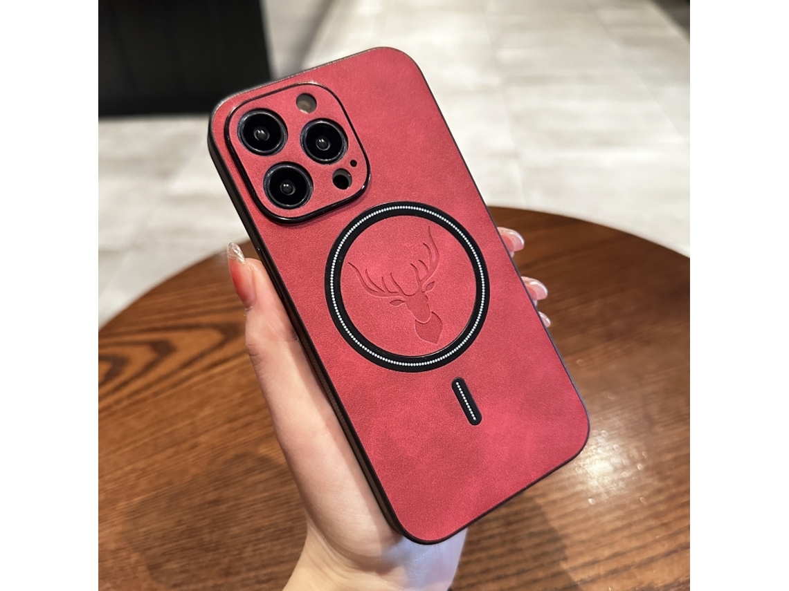 Capa Magnética Com Cauda De Alce Vermelha Para Iphone 17 Pro Max
