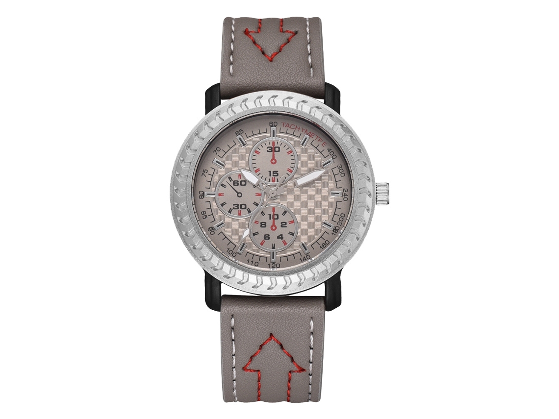 Reloj De Pulsera Hombre Casual Deportivo Cuarzo Analógico Con Correa De Cuero Pu Gris
