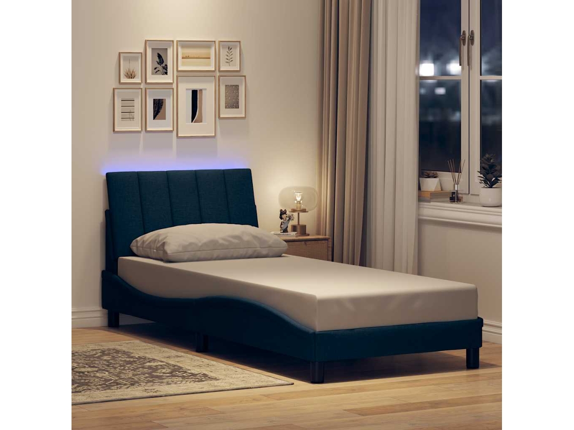 Vidaxl Estrutura De Cama Sem Colchão Hanko 90x200 Cm Tecido Azul