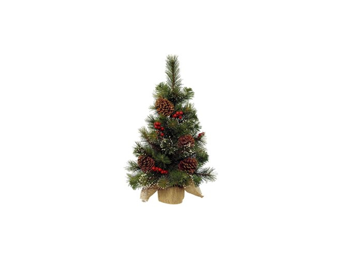 Mini Abeto Nevado Com Bagas E Pinhas 30x45cm Everlands