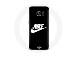 Capa para Samsung Galaxy S6 Nike logotipo Branco Fundo preto