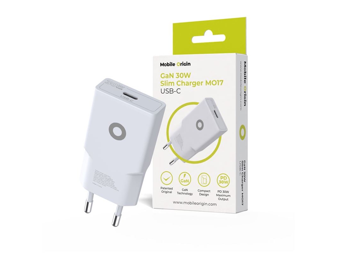 Carregador MOBILE ORIGIN Gan 30w Slim, Rápido e Multifuncional | MOBILE ORIGIN