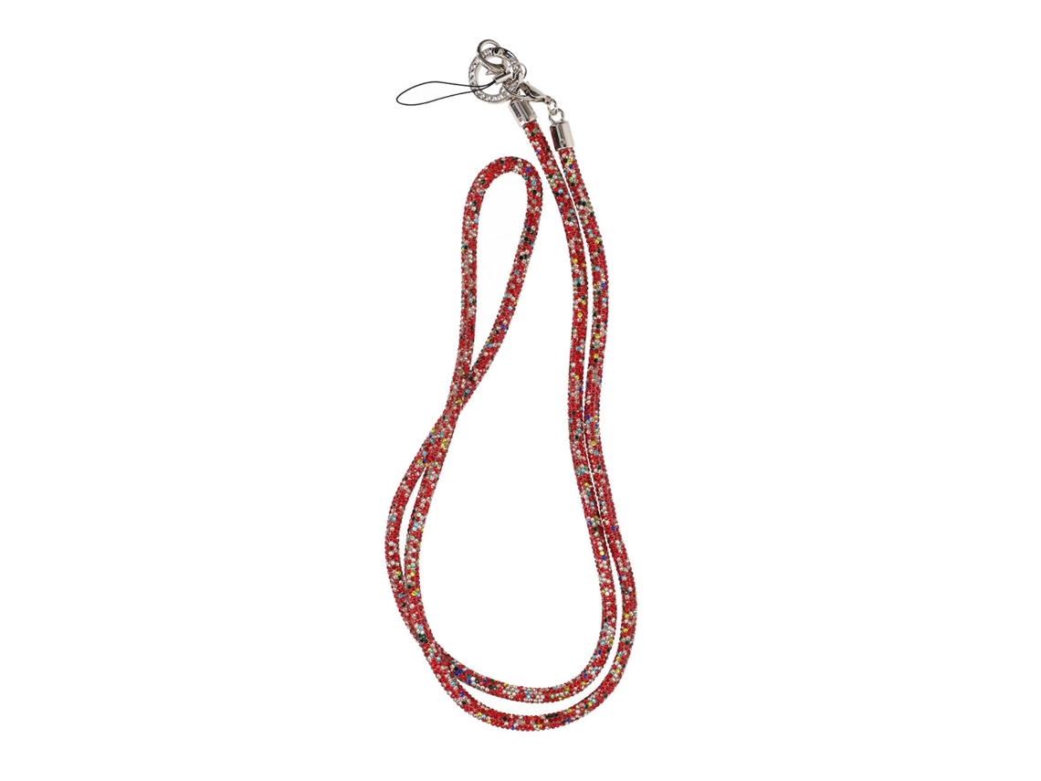 Colar Com Alça Para Celular De 120 Cm - Vermelho Multicolorido Com Glitter