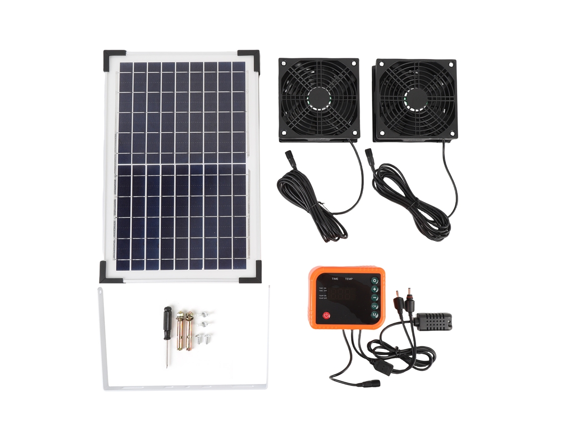 Kit de escapamento movido a energia solar (potência de 10 W, equipado com bateria para permitir operação 24 horas).