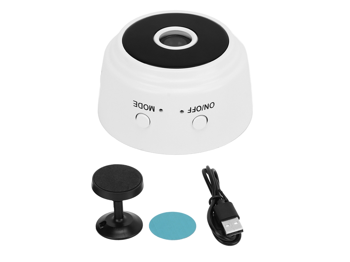 Câmara Espiã Mini Wifi 1080p Hd Com Visão Noturna Controle Remoto App Para Segurança Residencial Branca