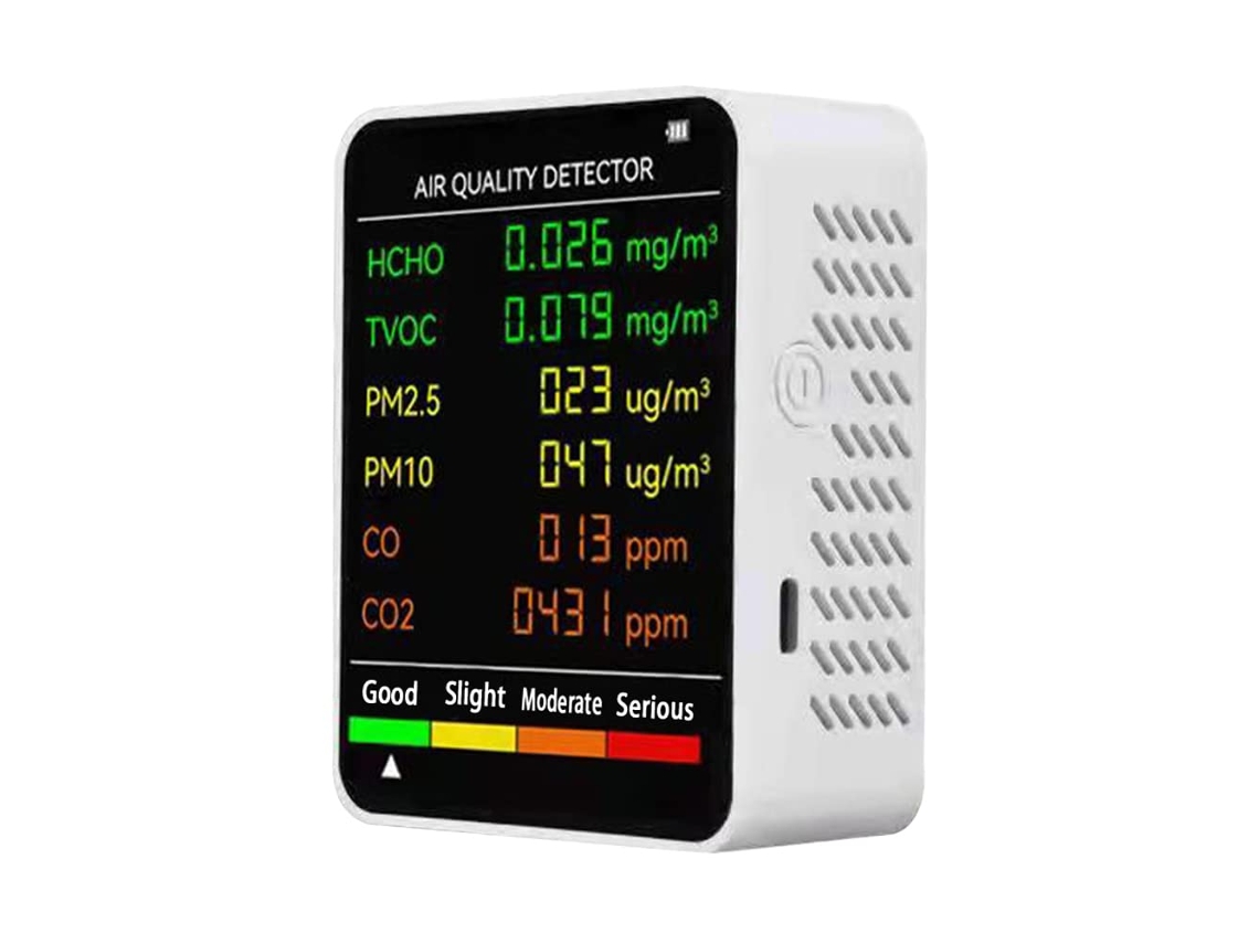 Medidor de CO2 do ar ambiente, detector de CO2 6 em 1 com display LED, detector de CO2 Slowmoose com temperatura (branco)