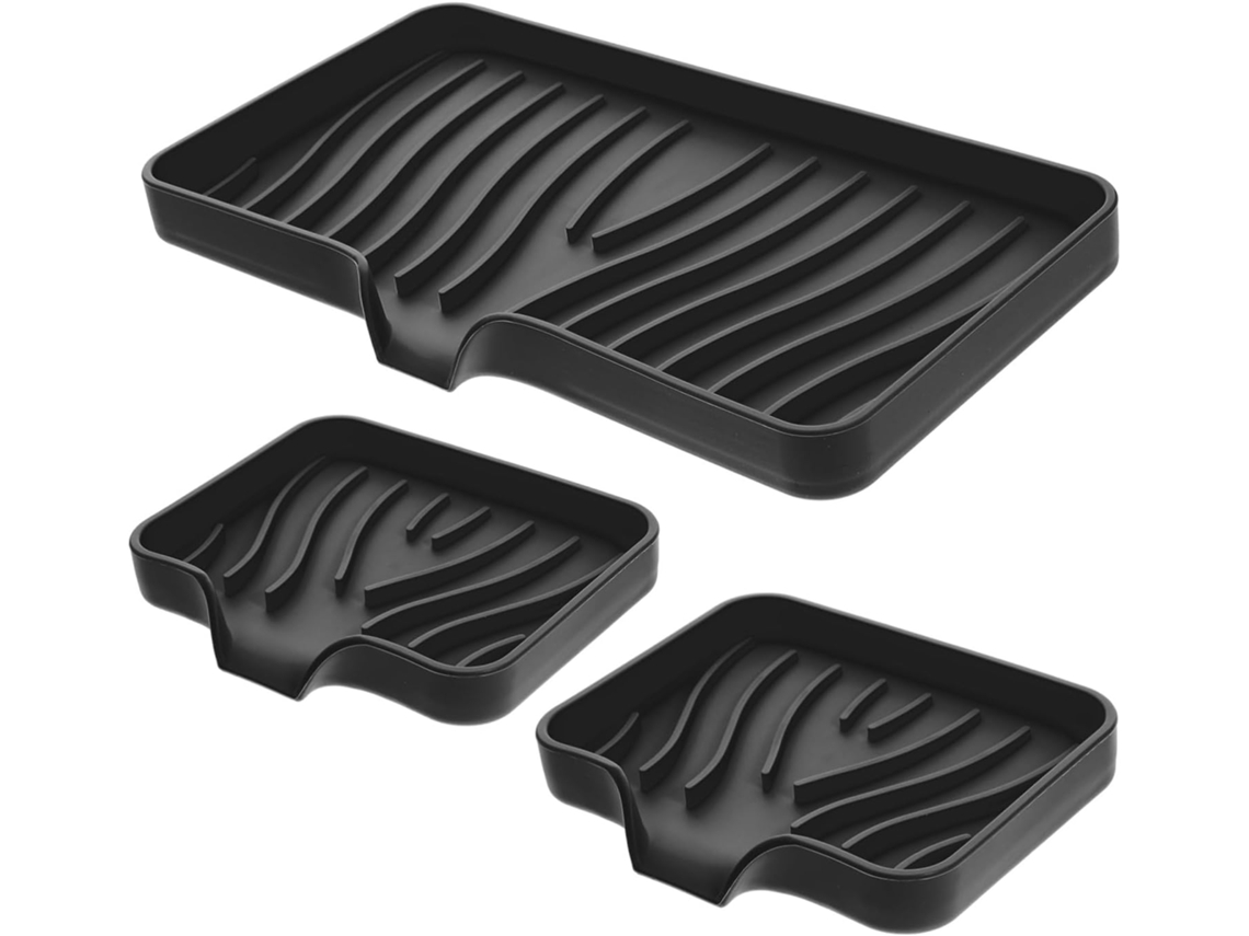 Conjunto de 3 Saboneteiras de silicone GOKOCO com design drenável para bancada de cozinha e banheiro