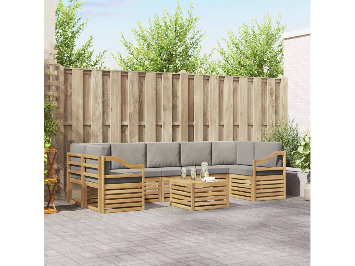 Vidaxl Conjunto De Sofás Para Exterior 8 Pcs Branco E Cinzento-claro