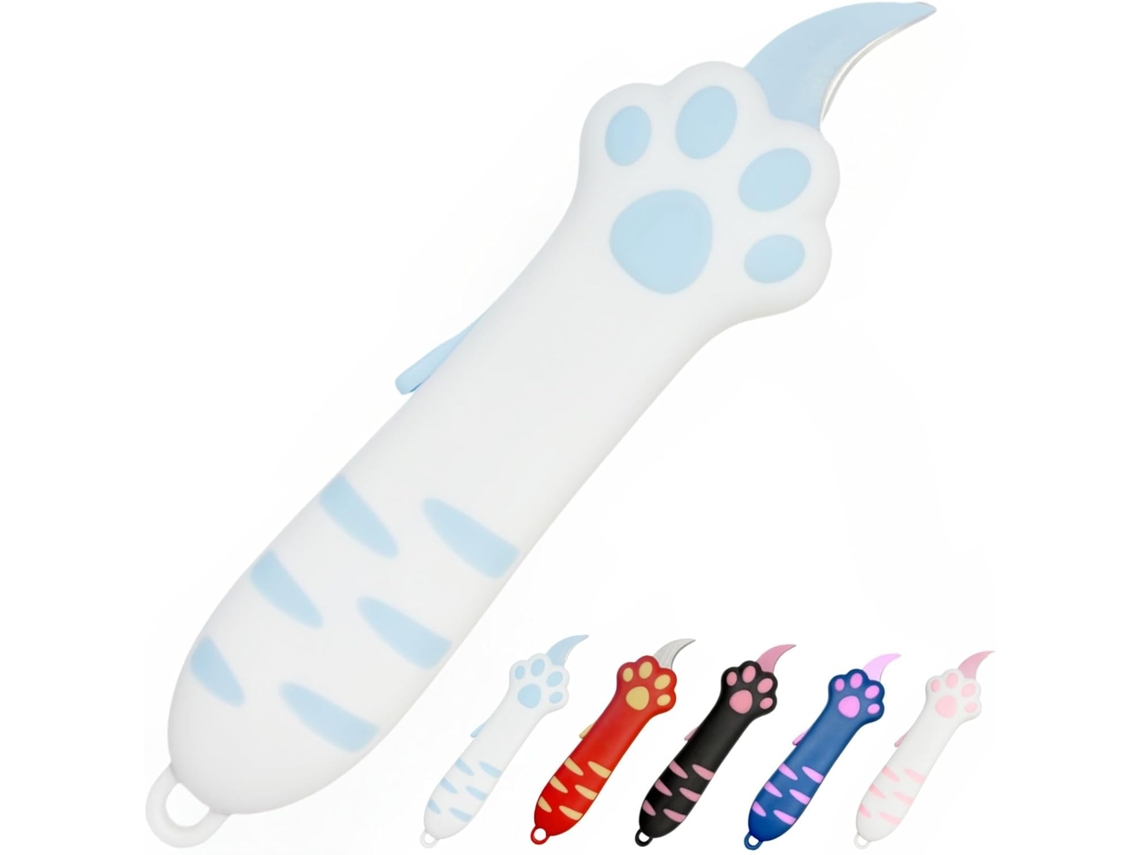 Faca Retrátil Em Formato De Pata Gato, Modelo 2025, Com Design Fofo Garra Ideal Para Guardar Cartas E Papéis. Portátil Gato (azul -aquaforge