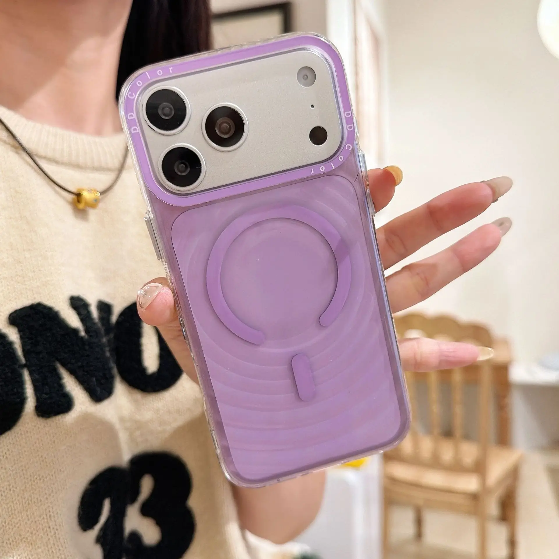 (roxo, Iphone 17 Pro) Capa Para Celular Com Listras Onduladas 3d, Resistente Ao Amarelamento, Transparente E À Prova De Choque.