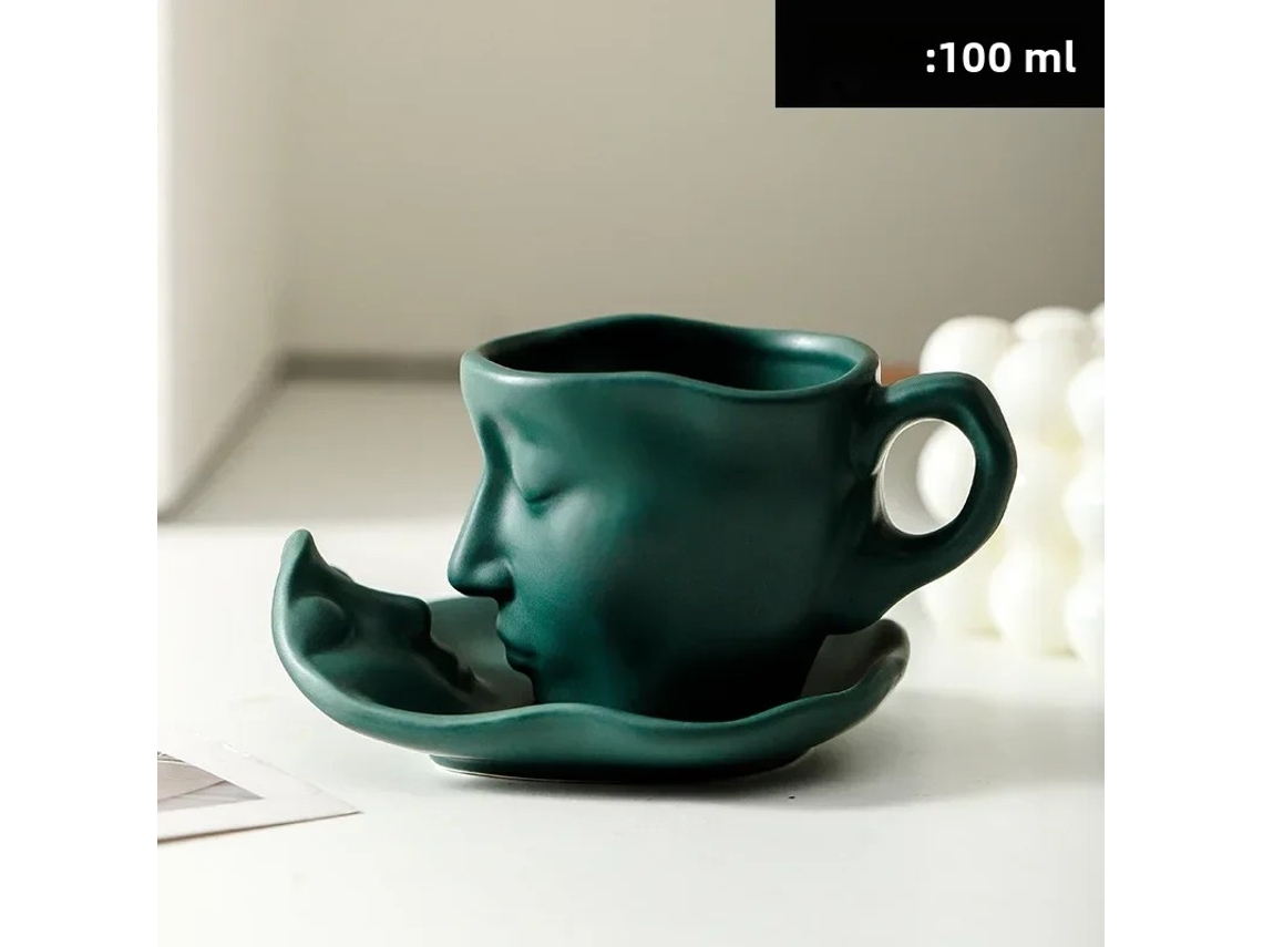 Caneca De Cerâmica Criativa (verde-escura), Capacidade De 100 Ml, Design Personalizável.