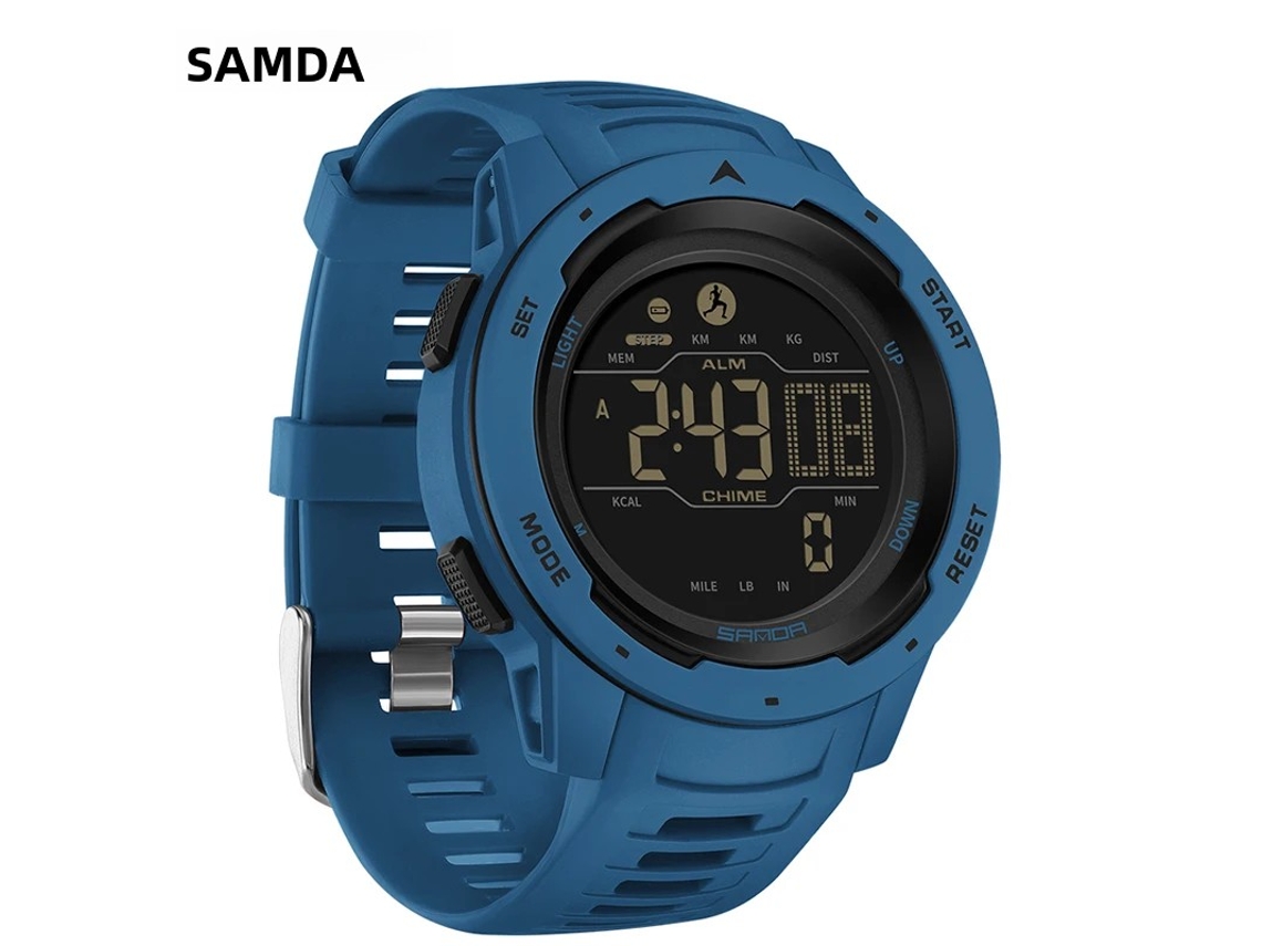 Relógio Esportivo Digital Masculino MDUG (azul) à prova d'água, com visor Led e multifuncional