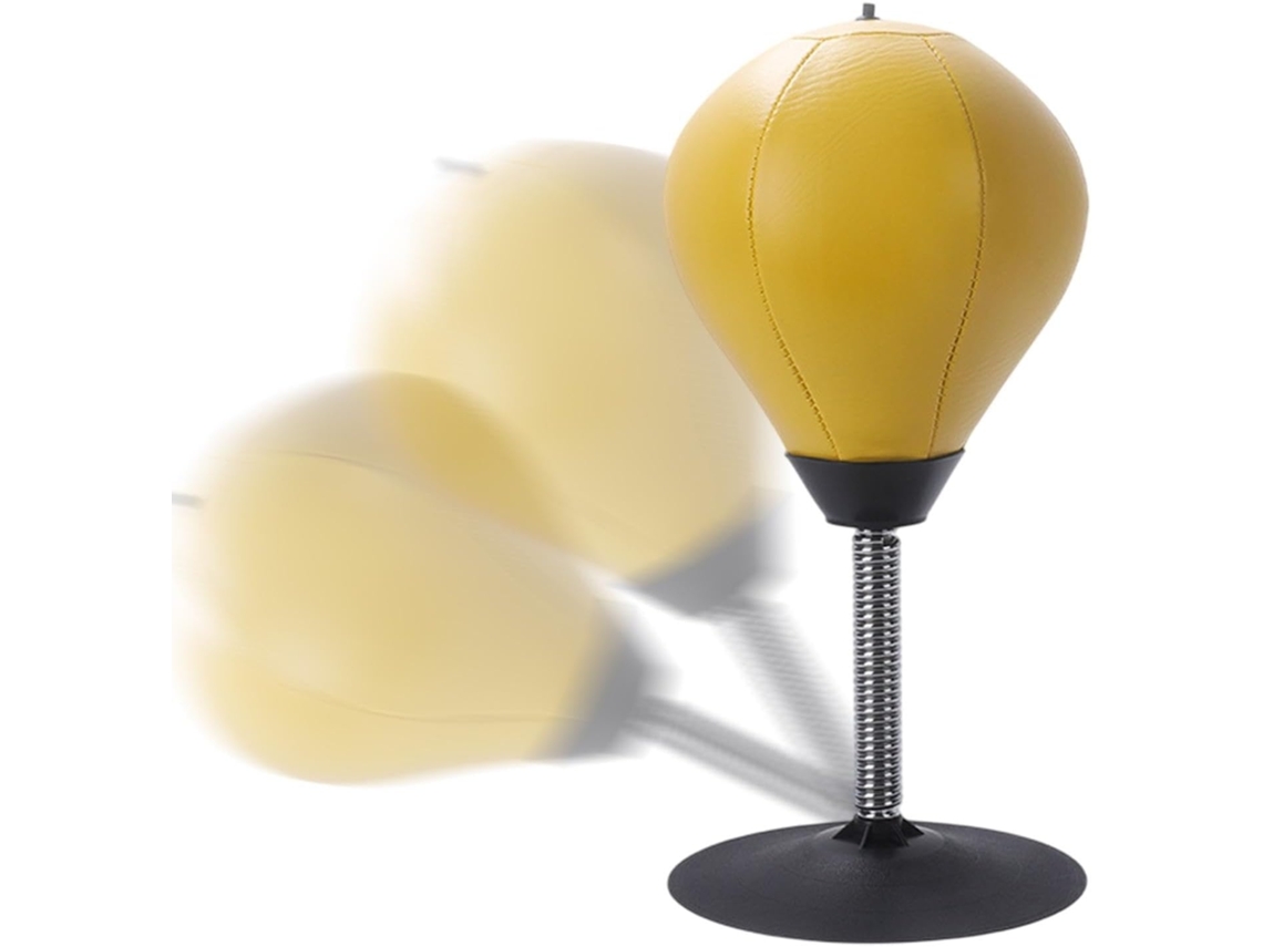 Máquina De Boxe De Mesa Com Bola, Ventosa E Bomba, Amarela, Elysve