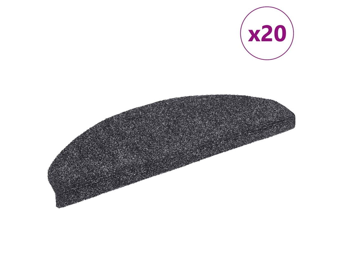Vidaxl Tapetes De Escada Autoadesivos 20 Peças 65x21x4 Cm Cinza Escuro Semicircular Grande
