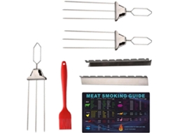 Conjunto De 3 Espetos Para Camarão Para Grelhar, Garfo Semiautomático Reutilizável Para Churrasco, E Gokoco