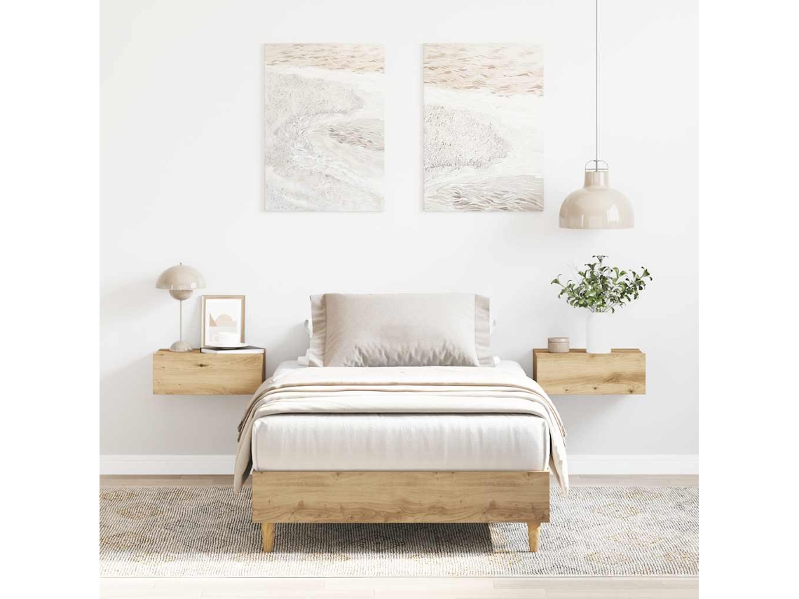 Vidaxl Estrutura De Cama Sem Colchão 90x200 Cm Carvalho Artesanal