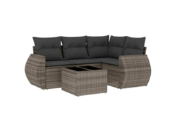 Conjunto de 5 Sofás de Jardim com Almofadões Vime Pe Cinzento MAISON EXCLUSIVE (5 pcs)