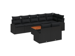 Conjunto 9 Sofá De Jardim Vidaxl Preto Vime Pe (289 X 124 X 69 Cm)