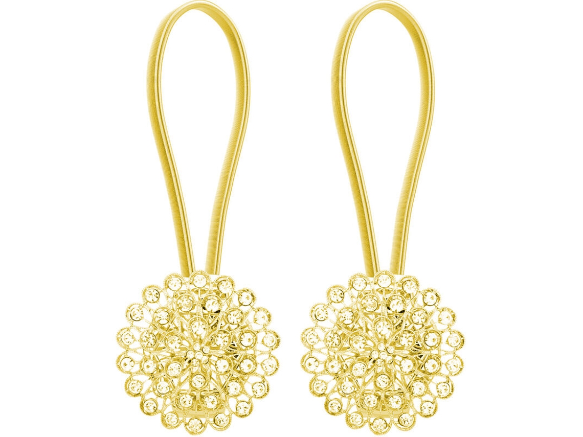 Conjunto De 2 Ganchos Magnéticos Grandes Para Cortina Com Cristais, Em Formato Flor, Cordão Metálico Elástico Decoração Casa E Esc Aquaforge