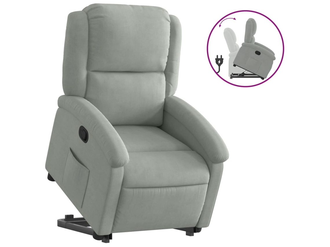Stand Up Recliner Chair, Stand Up Recliner Chairs Vidaxl Cinzeto Veludo