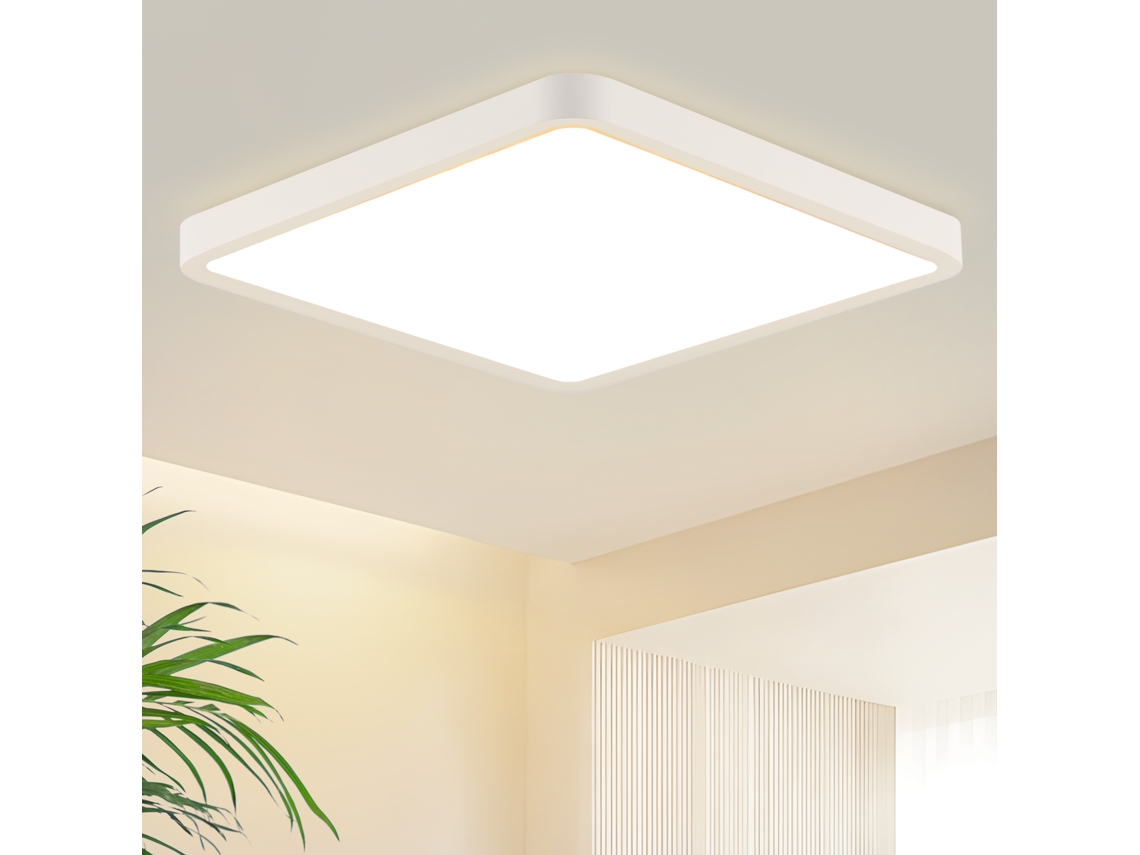 Nettlife Candeeiro De Teto Led Plano 23 Cm 3000 18 W Quarto Quadrado Led Branco Permanentemente Integrado, Para Sala, Quarto, Uso Doméstico
