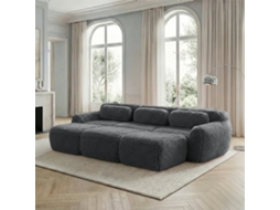 Sofá Modular 3 Lugares Capacho Texturizado Macio, 3 Pufes, Sofá Cama Confortável Cinza MOBRIO