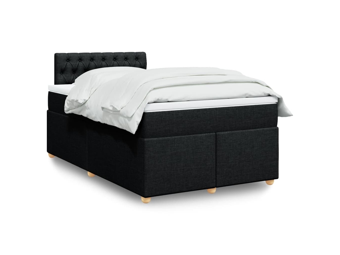Vidaxl Cama Boxspring Com Colchão 120x190 Cm Tecido Preto