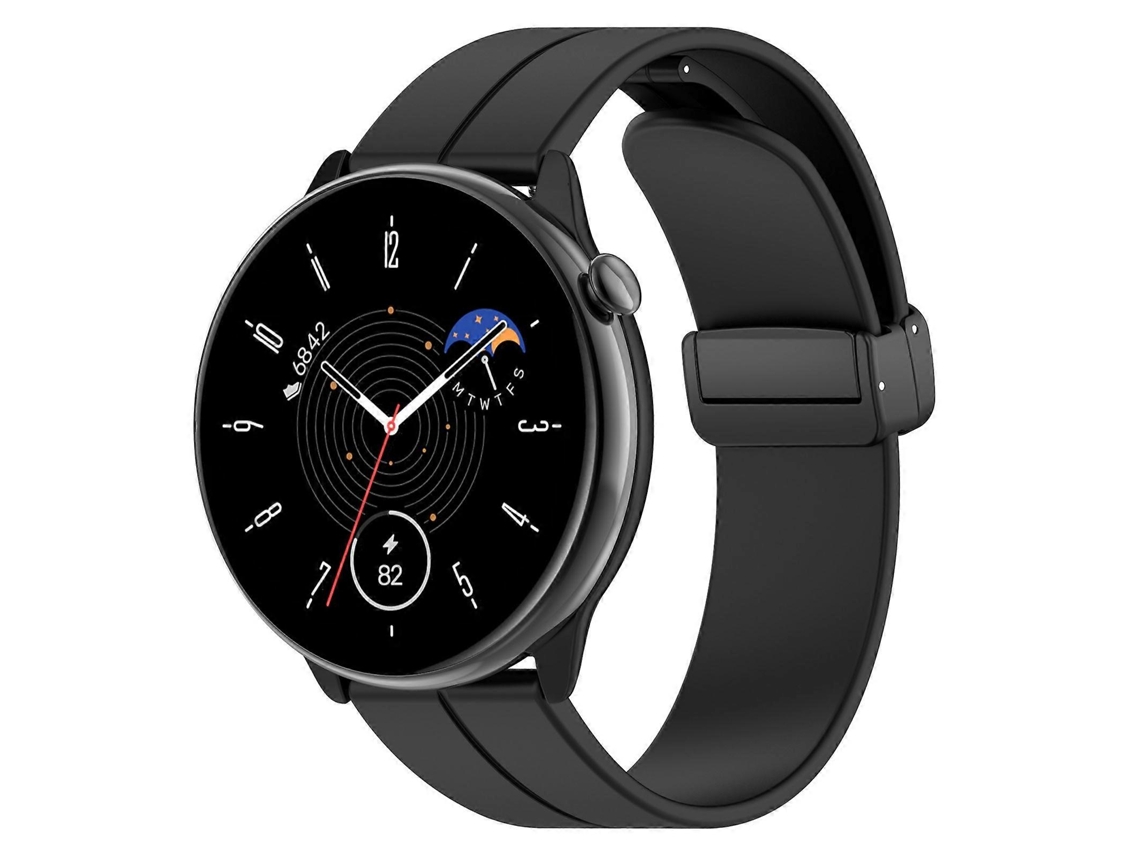 Pulseira De Silicone Preta Com Fecho Magnético Dobrável Para Amazfit Gtr Mini