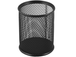 Porta-lápis cilíndrico de metal preto Ruilogod, 8 cm de diâmetro